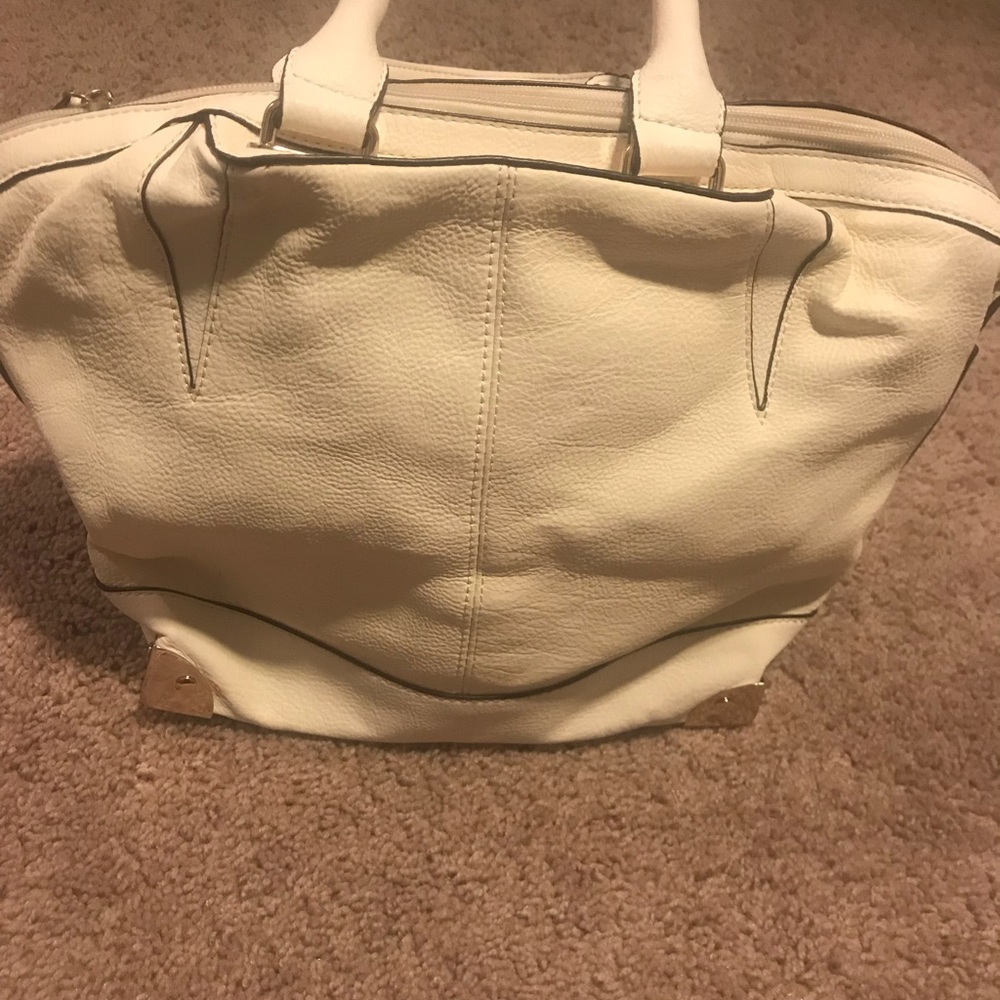 White faux leather purse